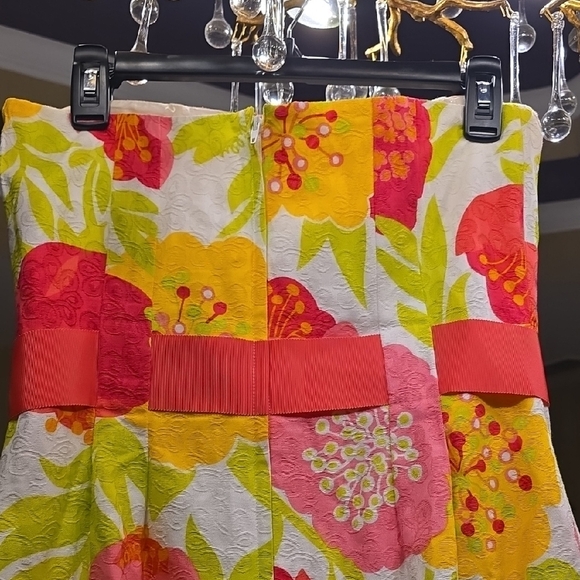 Lilly Pulitzer Strapless Floral Dress in Pink, Yellow, and Green - Picture 4 of 16